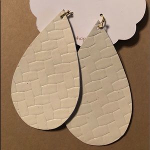 White textured leather earrings